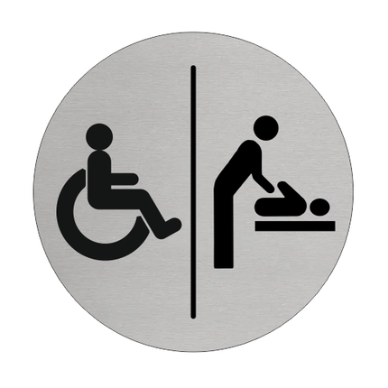 Plaque de porte accessible et change bébé - aluminium - Ø75 mm