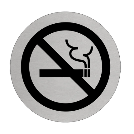 Plaque de porte pictogramme interdiction de fumer - aluminium - Ø75 mm