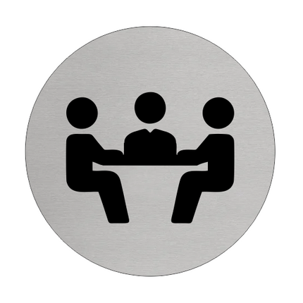 Plaque de porte salle de réunion - aluminium - Ø75 mm