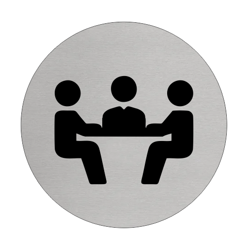 Plaque de porte salle de réunion - aluminium - Ø75 mm