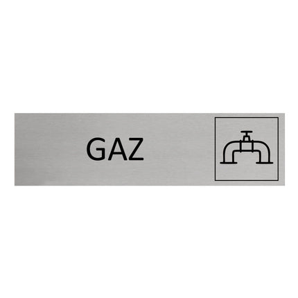 Plaque de porte Gaz -  aluminium - 165 x 45 mm