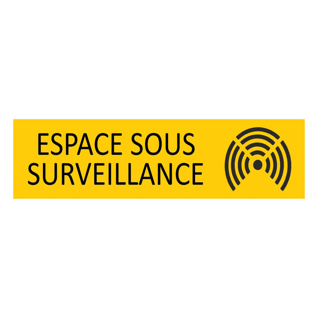 Plaque de porte Espace sous surveillance -  aluminium - 165 x 45 mm