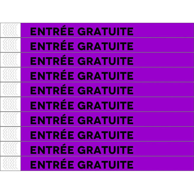 Bracelets Entrée gratuite Tyrex - 100 bracelets