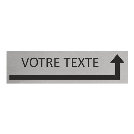 Plaque de porte avec votre texte avec flèche vers la droite -  aluminium - 165 x 45 mm