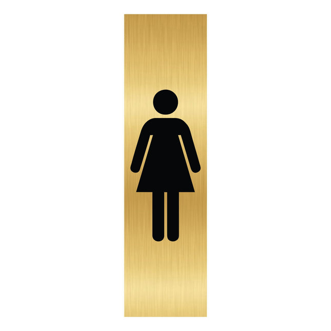 Plaque de porte pictogramme Femmes -  aluminium doré - 165 x 45 mm