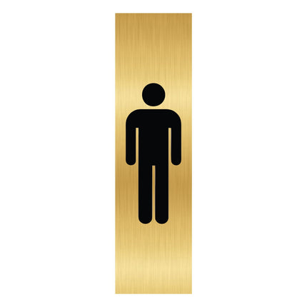 Plaque de porte pictogramme Hommes -  aluminium doré - 165 x 45 mm