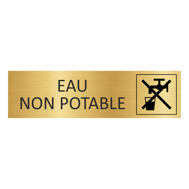 Plaque de porte Eau non potable - aluminium doré - 165 x 45 mm