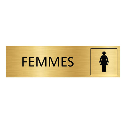 Plaque de porte Femmes - aluminium doré - 165 x 45 mm