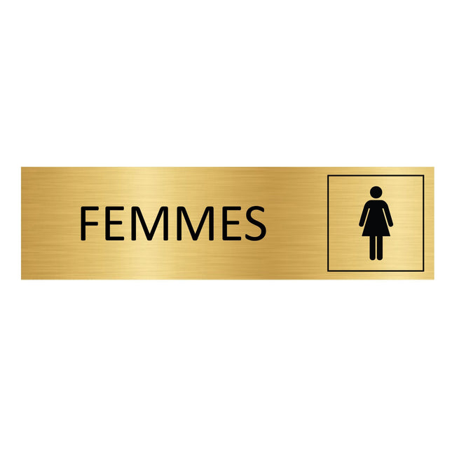 Plaque de porte Femmes - aluminium doré - 165 x 45 mm
