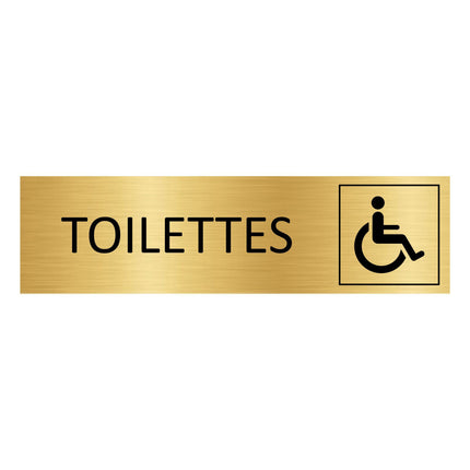 Plaque de porte Toilettes accessibles - aluminium doré - 165 x 45 mm