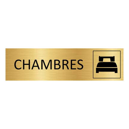 Plaque de porte Chambres - aluminium doré - 165 x 45 mm