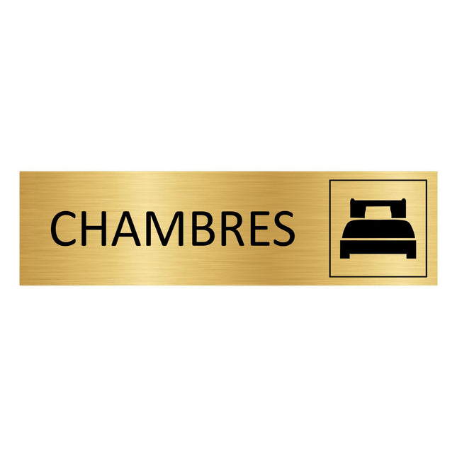 Plaque de porte Chambres - aluminium doré - 165 x 45 mm