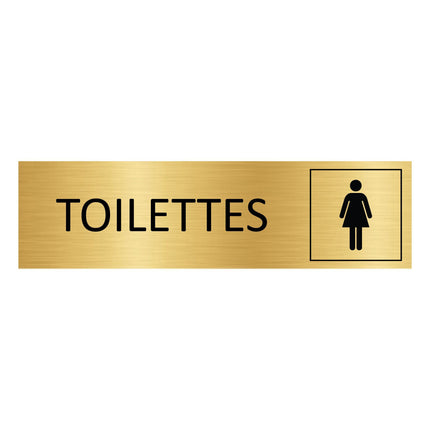 Plaque de porte Toilettes femmes - aluminium doré - 165 x 45 mm