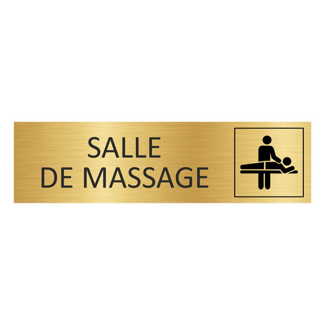 Plaque de porte Salle de massage - aluminium doré - 165 x 45 mm
