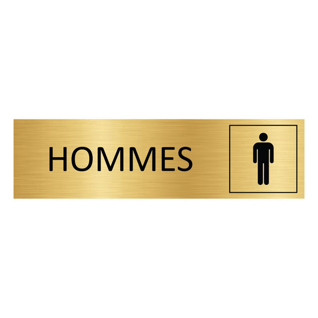 Plaque de porte Hommes - aluminium doré - 165 x 45 mm