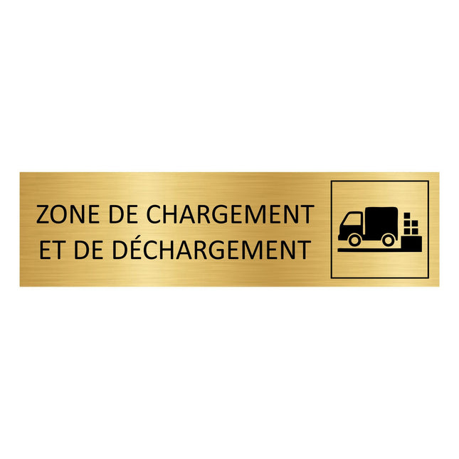 Plaque de porte  Zone de chargement et de déchargement - aluminium doré - 165 x 45 mm