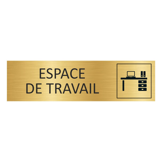 Plaque de porte Espace de travail - aluminium doré - 165 x 45 mm