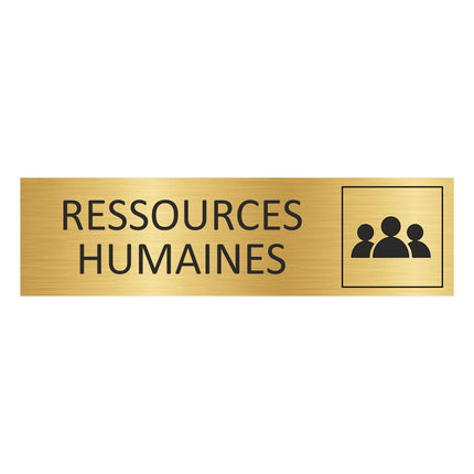Plaque de porte Ressources humaines - aluminium doré - 165 x 45 mm