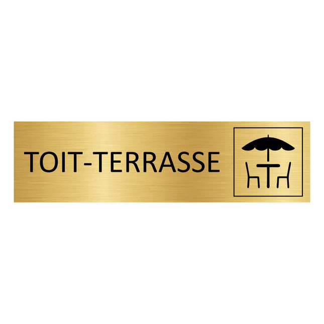 Plaque de porte Toit-terrasse - aluminium doré - 165 x 45 mm