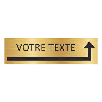 Plaque de porte avec votre texte avec flèche vers la droite - aluminium doré - 165 x 45 mm