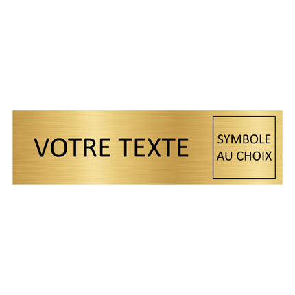 Plaque de porte avec propre texte et symbole -  aluminium doré - 165 x 45 mm