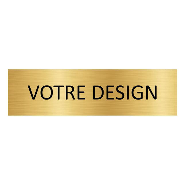 Plaque de porte personnalisée -  aluminium doré - 165 x 45 mm