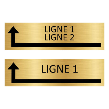 Plaque de porte avec votre texte avec flèche vers la gauche -  aluminium doré - 165 x 45 mm