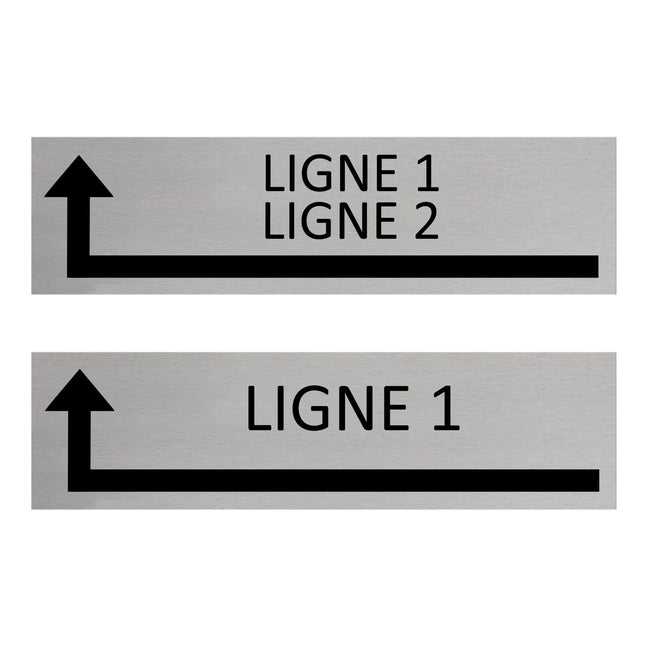 Plaque de porte avec votre texte avec flèche vers la gauche -  aluminium - 165 x 45 mm