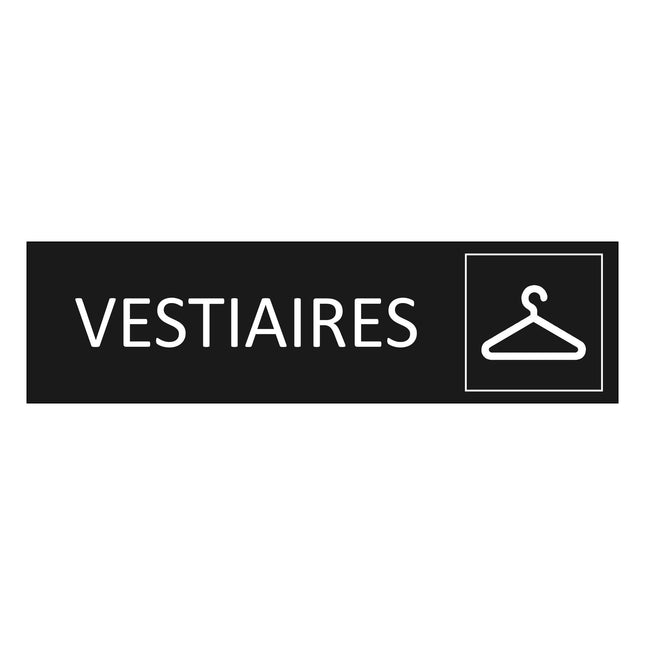 Plaque de porte Vestiaires - aluminium noir  - 165 x 45 mm