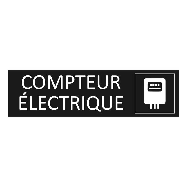 Plaque de porte Compteur électrique - aluminium noir  - 165 x 45 mm