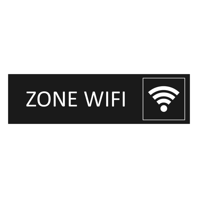 Plaque de porte Zone WiFi - aluminium noir  - 165 x 45 mm
