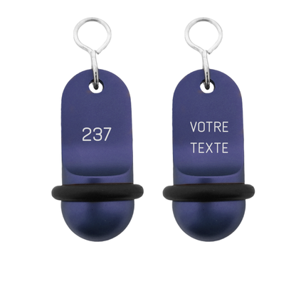 Porte-clés hôtel Mini Classic bleu personnalisé - aluminium - 60 x 25 mm - par pièce