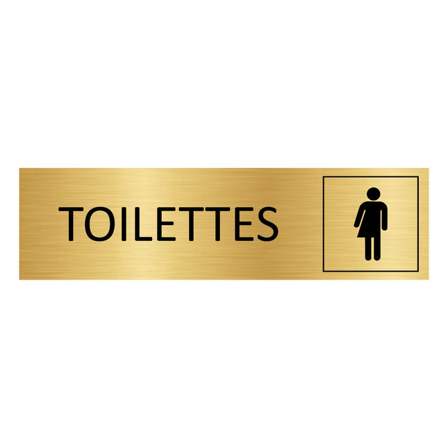 Plaque de porte Toilettes non genrées - aluminium doré - 165 x 45 mm
