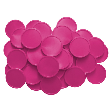 Jeton Rose fluo Ø29 mm - 100 pièces