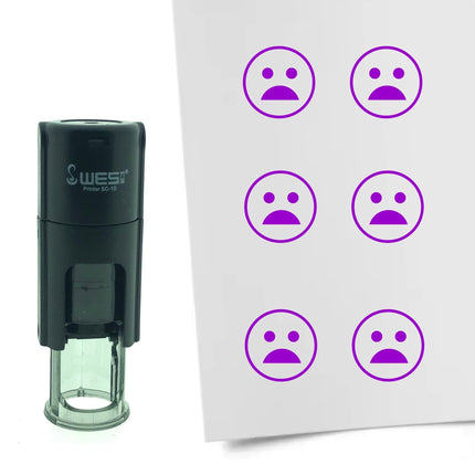 Tampon encreur smiley étonné - Ø10 mm
