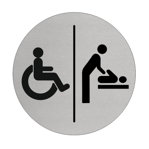 Plaque de porte accessible et change bébé - aluminium - Ø75 mm