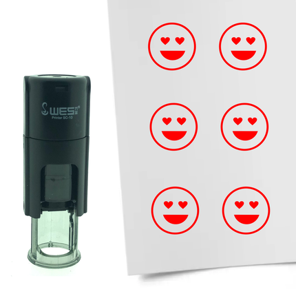 Tampon encreur smiley amoureux - Ø10 mm