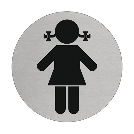 Plaque de porte de toilettes fille ou femme - aluminium - Ø75 mm