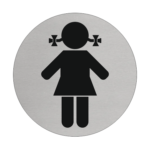 Plaque de porte de toilettes fille ou femme - aluminium - Ø75 mm