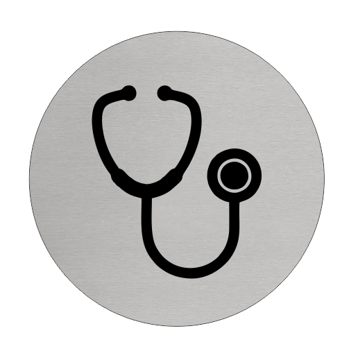 Plaque de porte cabinet médical - aluminium -  Ø75 mm