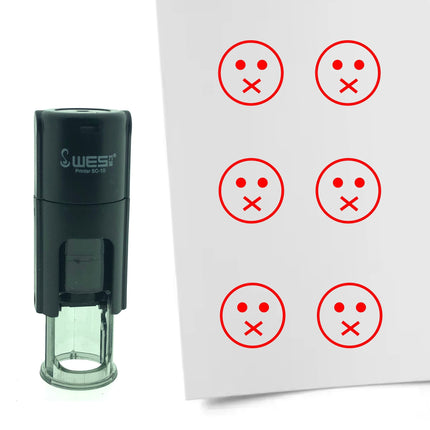Tampon encreur smiley bouche fermée - Ø10 mm