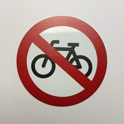 Plaque de porte interdiction pour vélos - aluminium - Ø75 mm