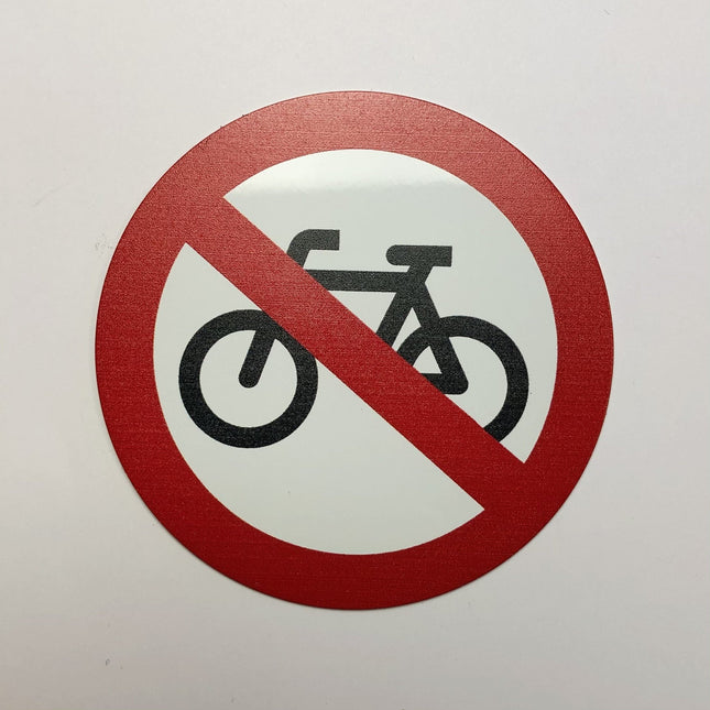 Plaque de porte interdiction pour vélos - aluminium - Ø75 mm
