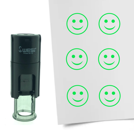 Tampon encreur smiley heureux - Ø10 mm