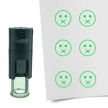 Tampon encreur smiley bouche fermée - Ø10 mm