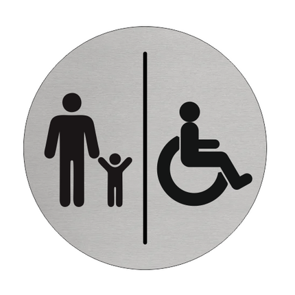 Plaque de porte famille et PMR - aluminium - Ø75 mm