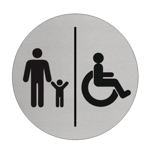 Plaque de porte famille et PMR - aluminium - Ø75 mm