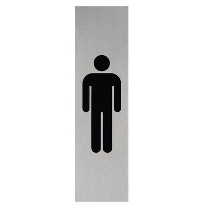 Plaque de porte pictogramme Hommes -  aluminium - 165 x 45 mm