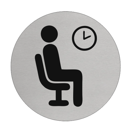 Plaque de porte salle d’attente - aluminium -  Ø75 mm