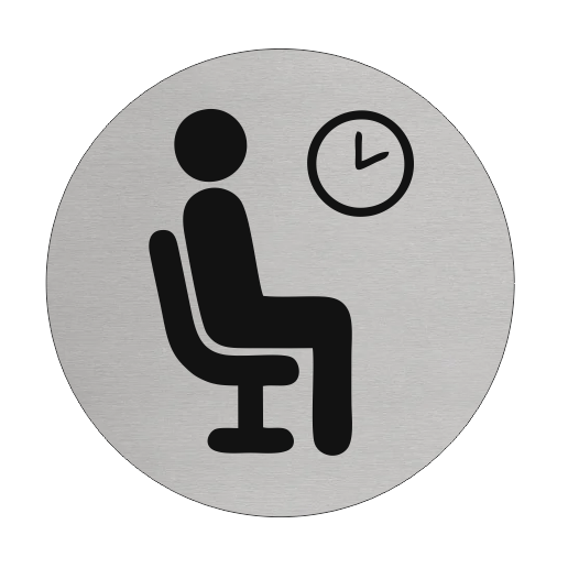 Plaque de porte salle d’attente - aluminium -  Ø75 mm